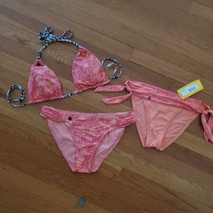 Lole size medium pink peach cherry blossom bikini w/ bonus NWT sz small bottoms